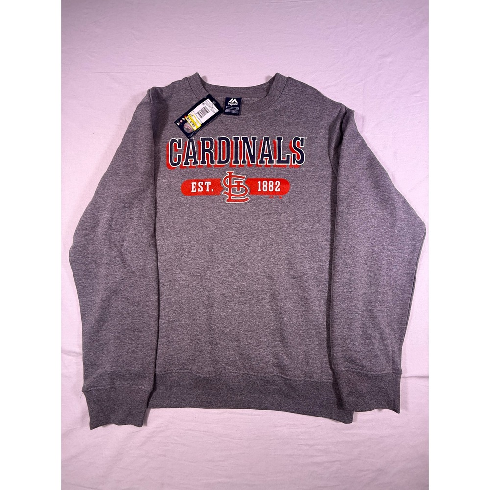 Majestic St. Louis Cardinals Sweatshirt Adult S Gray NEW Crewneck MLB Baseball